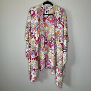 NWT Lands’ End Pink Tropical Print Tie-Waist Kimono Coverup – OS